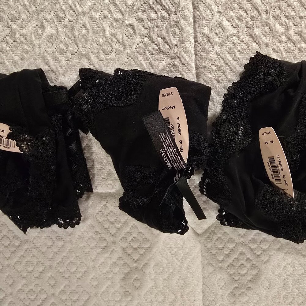 NWT Victoria's Secret - Set of 3 Sexy Black Cheeky Panties